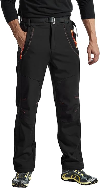 JHMORP Pantalon de randonnée d'hiver pour homme avec doublure polaire imperméable Softshell isolé
