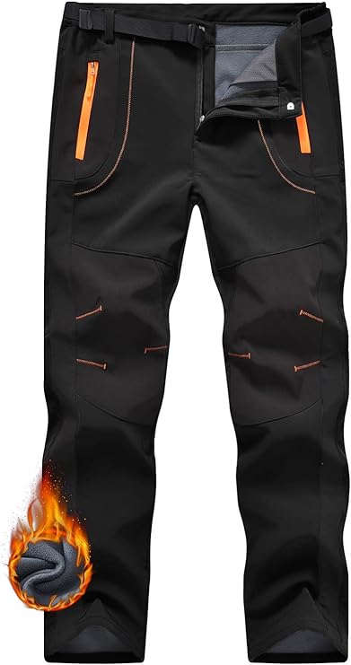 JHMORP Pantalon de randonnée d'hiver pour homme avec doublure polaire imperméable Softshell isolé