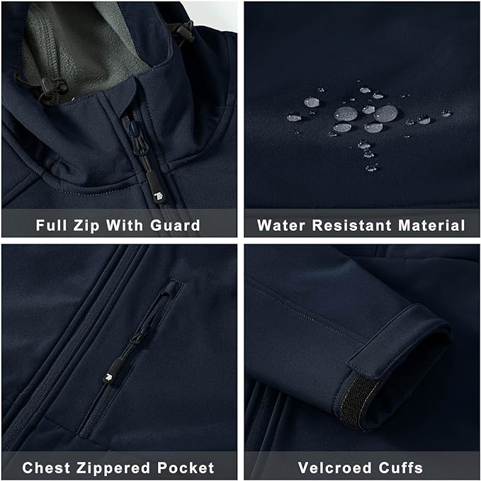 Manteau homme JHMORP Veste polaire imperméable légère avec fermeture éclair intégrale pour homme - Pour travail