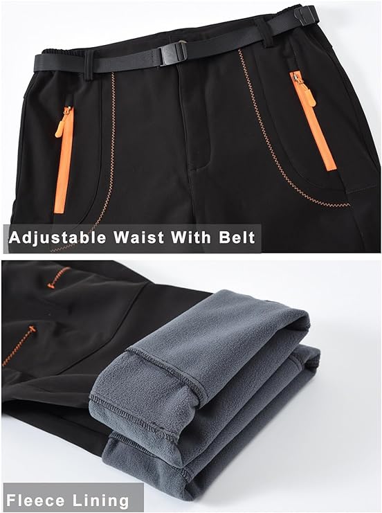 JHMORP Pantalon de randonnée d'hiver pour homme avec doublure polaire imperméable Softshell isolé