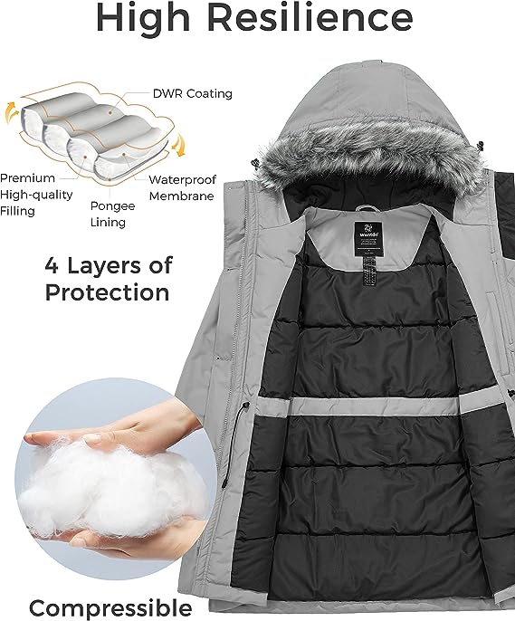 Wantdo Manteau d'hiver chaud et imperméable pour femme