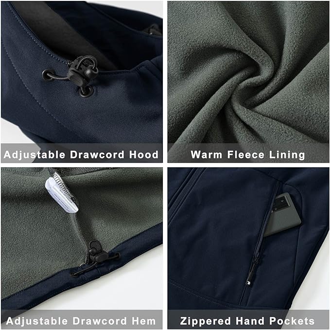Manteau homme JHMORP Veste polaire imperméable légère avec fermeture éclair intégrale pour homme - Pour travail