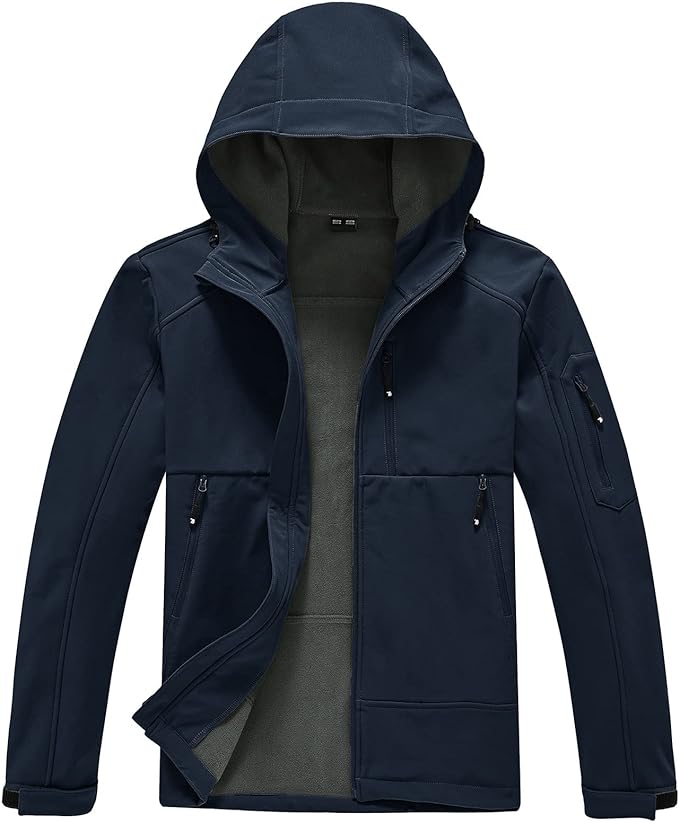 Manteau homme JHMORP Veste polaire imperméable légère avec fermeture éclair intégrale pour homme - Pour travail