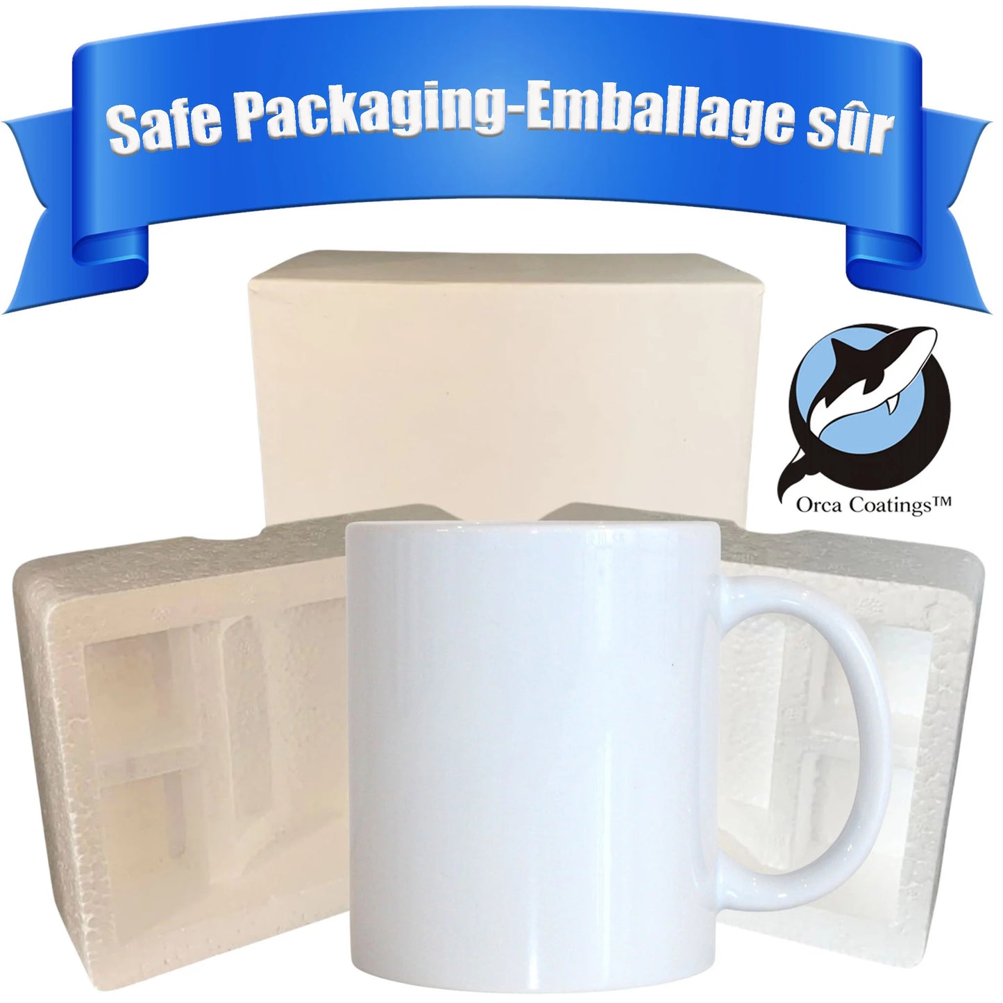 24 PAQUETS-BLANC-11 OZ (7.50 $ Coût .unité) Tasses de sublimation blanches de 11 oz avec revêtement AAA - | Emballage renforcé en polystyrène expansé