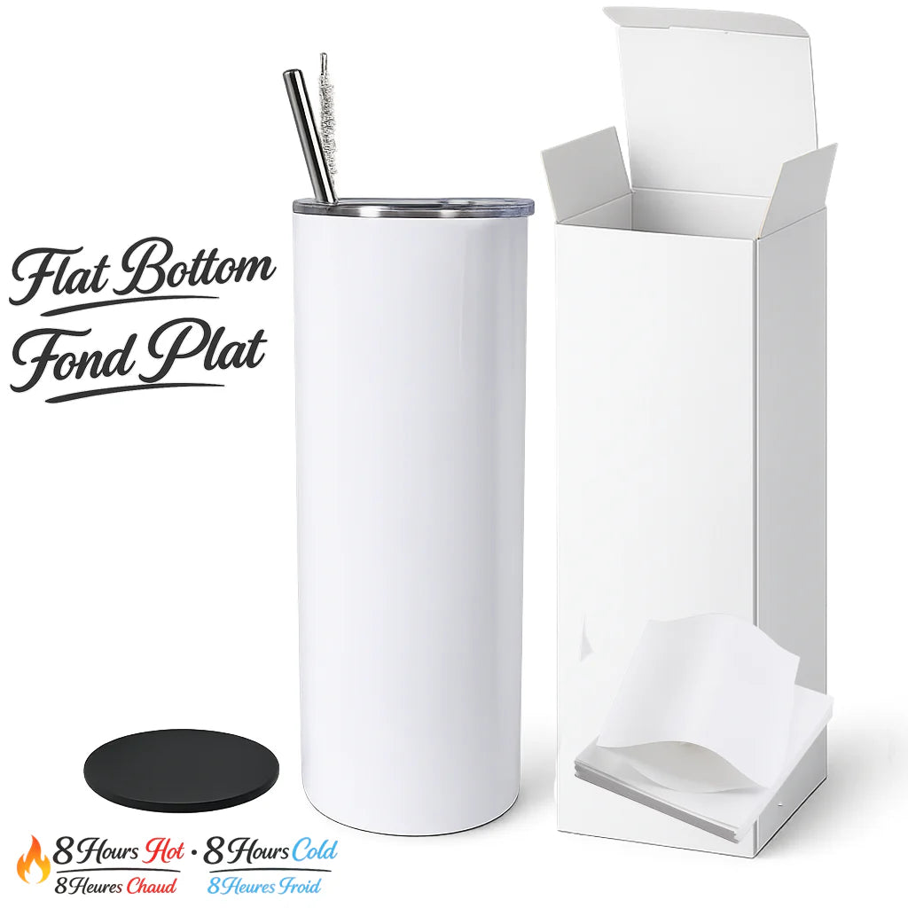 Sublimation 20 oz Gobelet plat droit mince