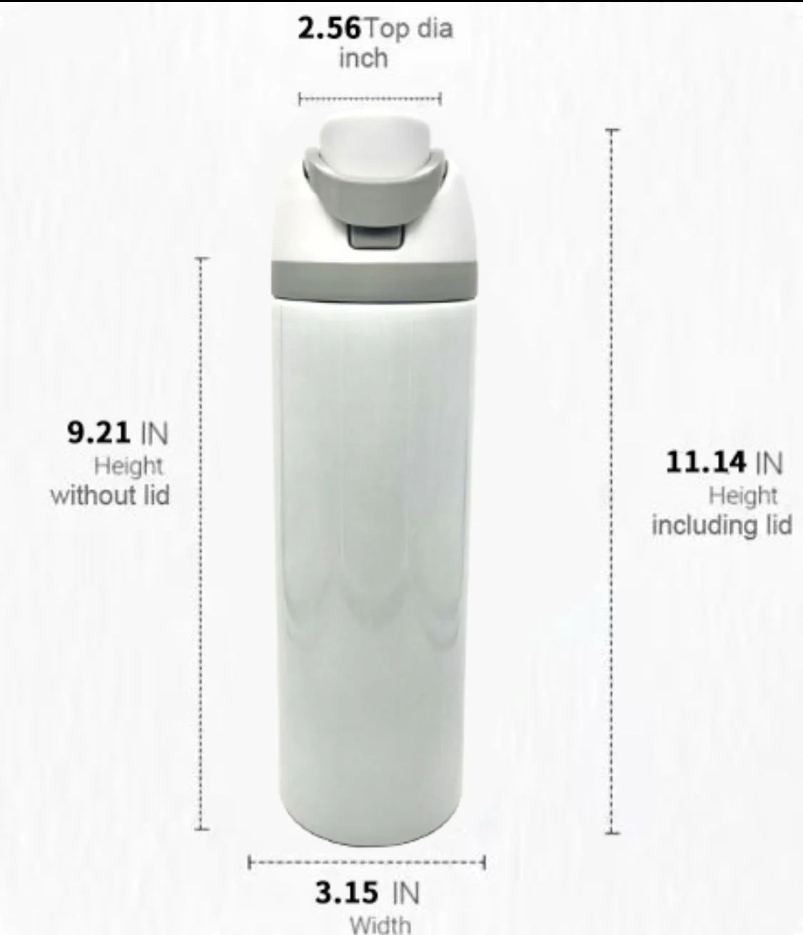 Lot de 25 bouteilles d'eau blanches brillantes de style Owala de 24 oz (coût unitaire 19.99 $)